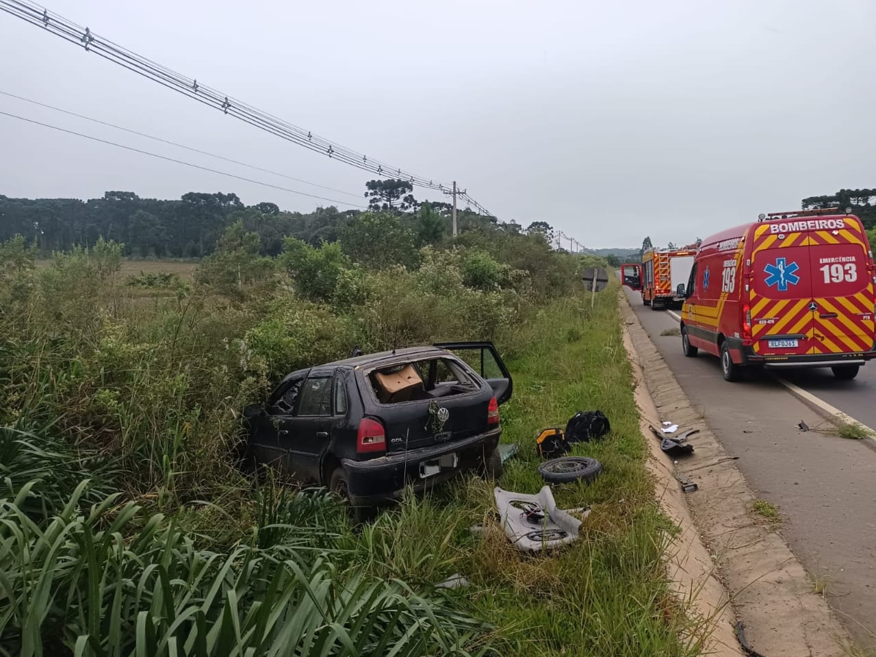 Saída de pista deixa uma pessoa ferida na BR-280, no Planalto Norte Catarinense