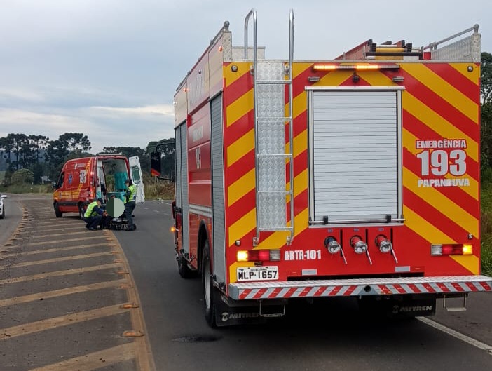 Queda de motocicleta deixa homem ferido na SC-477, em Papanduva