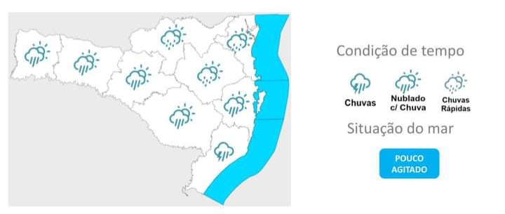 TEMPO: há previsão de chuva para Santa Catarina neste fim de semana