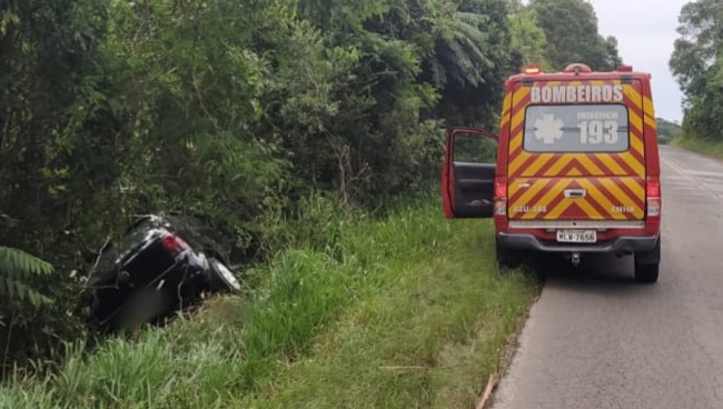 Saída de pista é registrado na SC-477, em Major Vieira